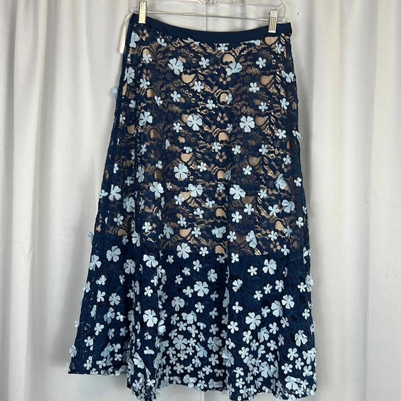foxiedox Dresses & Skirts - NWT Anthropologie Foxiedox Felicia Blue Lace MIDI Skirt Size 6